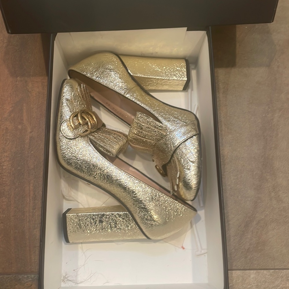 Gucci marmont high heel loafers
